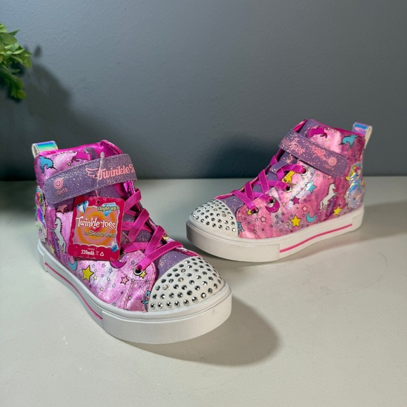 Skechers Twinkle Toes Girls Unicorn Light Up High Top Sneakers Size 2.5 - Picture 3 of 16